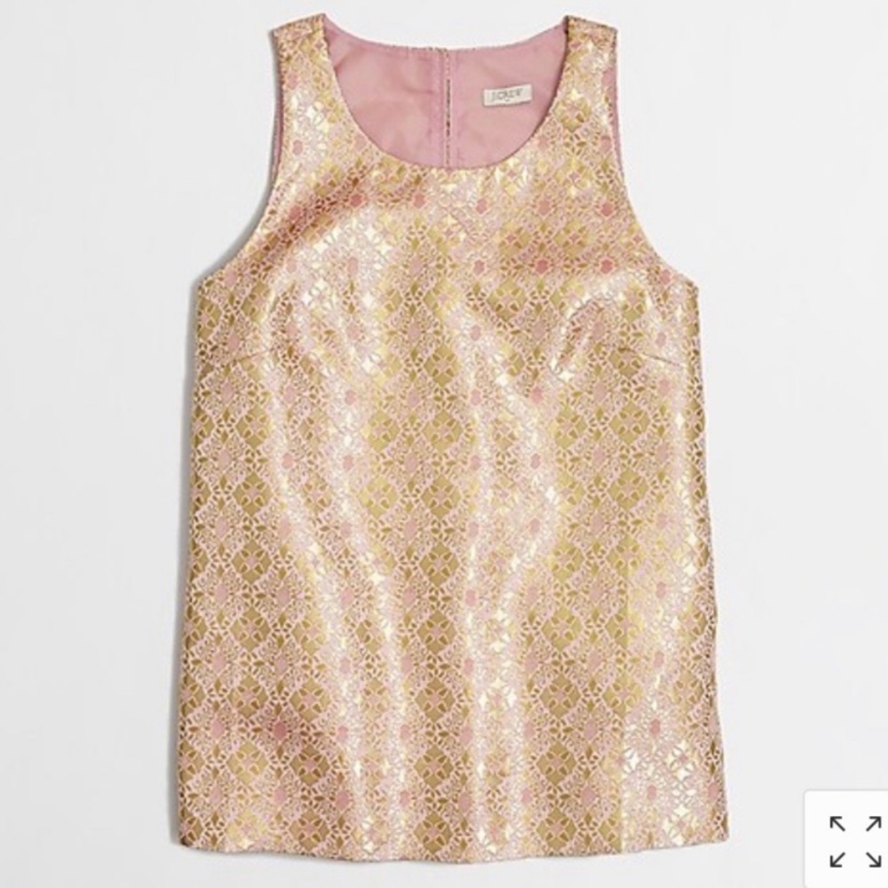 J. Crew Pink Gold Brocade Top